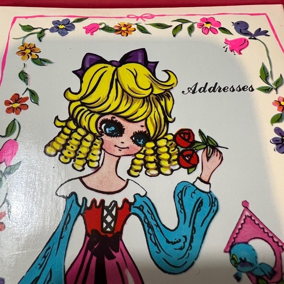 Vtg Big Eyes Address Book 70s Blonde Ringlets Unused Original Box Stiff Spine - Picture 2 of 6